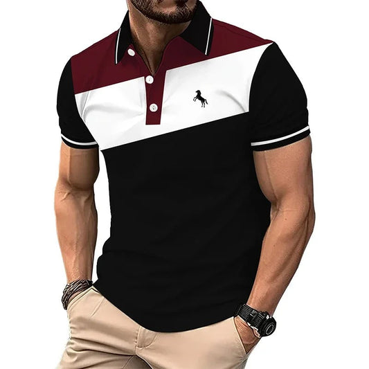 Men’s Premium Color Block Polo Shirt – Short Sleeve Casual & Smart Fit Tee